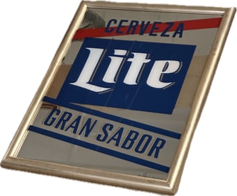 Vintage Miller Lite 'Cerveza Gran Sabor' Mirrored Advertisement