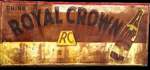 Vintage LARGE Royal Crown Cola Advertising Sign