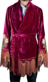 Gucci Velvet Embroidered Fringe Robe NWT