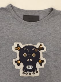 Prada Embellished Gray T-Shirt, Size S