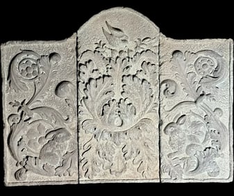 Stone-like molded Triptych with Floral and Animal Motifs By HenFeathers