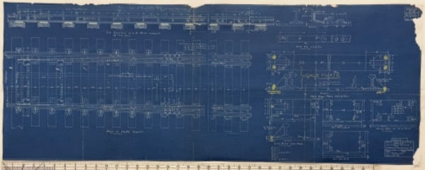 Vintage Railroad Blueprint Plan of Switch