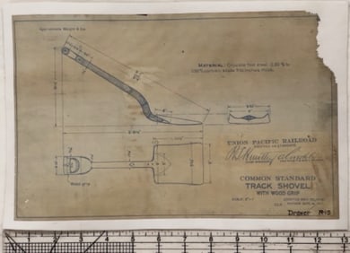 Union Pacific Railroad Track Shovel Blueprint