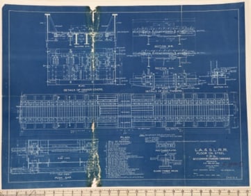 Vintage L.A. & S.L.R.R. Blueprint of Floor System