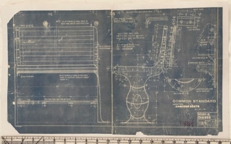 Vintage Railroad Caboose Seat Blueprint