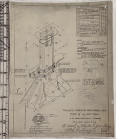 Vintage Engineering Blueprint for Transite Asbestos Wood Smoke Jack