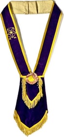 Vintage Masonic Regalia Collar with Embroidered Star and Fringe