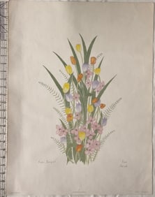 Vintage Floral Bouquet Print Signed by Moran
