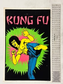 Vintage 1970s Kung Fu Bruce Lee Blacklight Poster - One Stop Posters