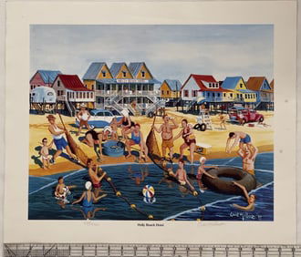 Earl Hébert 'Holly Beach Hotel' Limited Edition Print #488/950 Signed