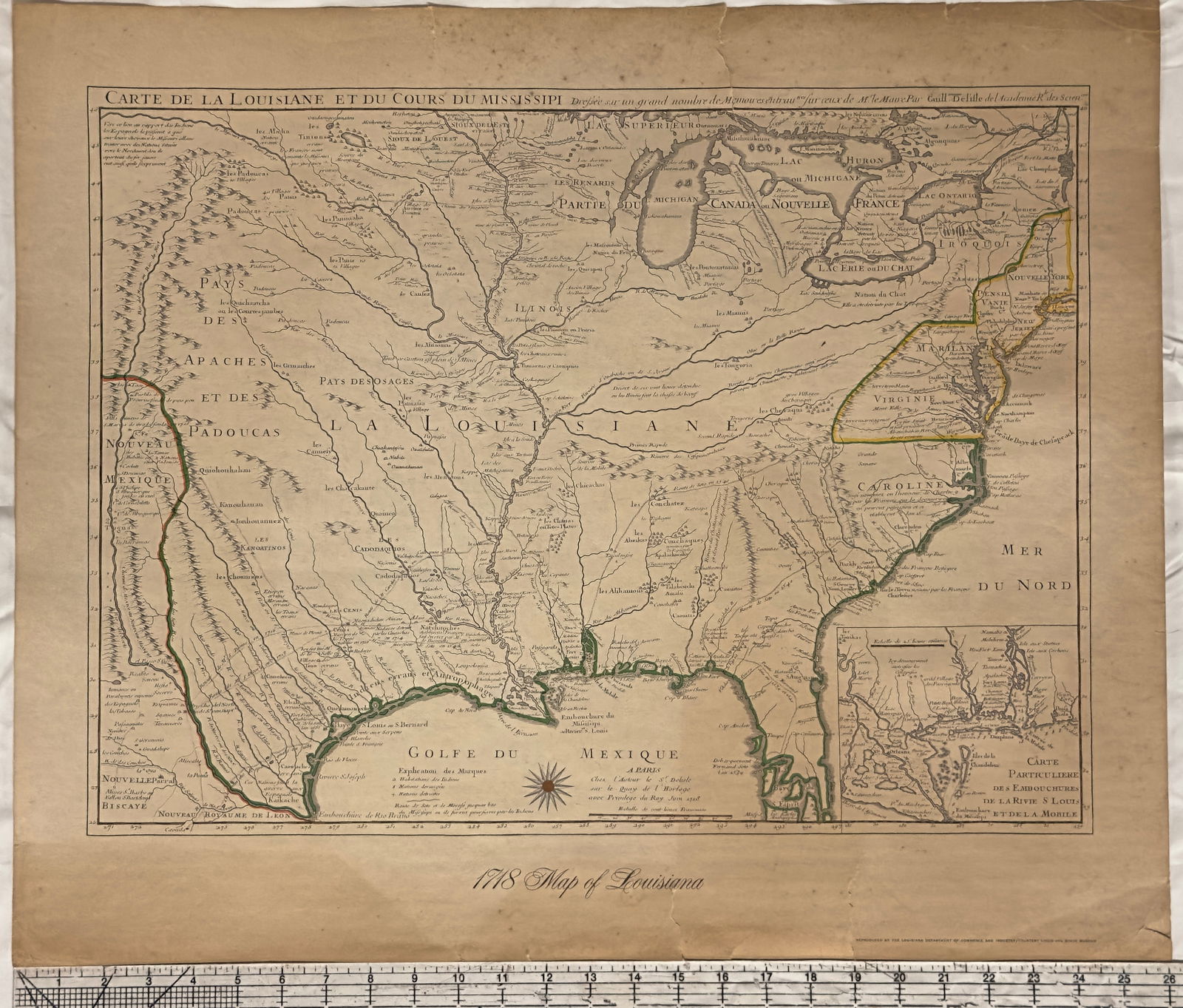 Vintage 1718 Carte de la Louisiane et du Cours du Mississipi Map (1 of 1)
