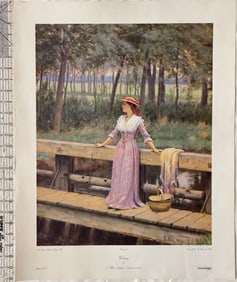 Vintage E. Blair Leighton 'Waiting' Print, 1915