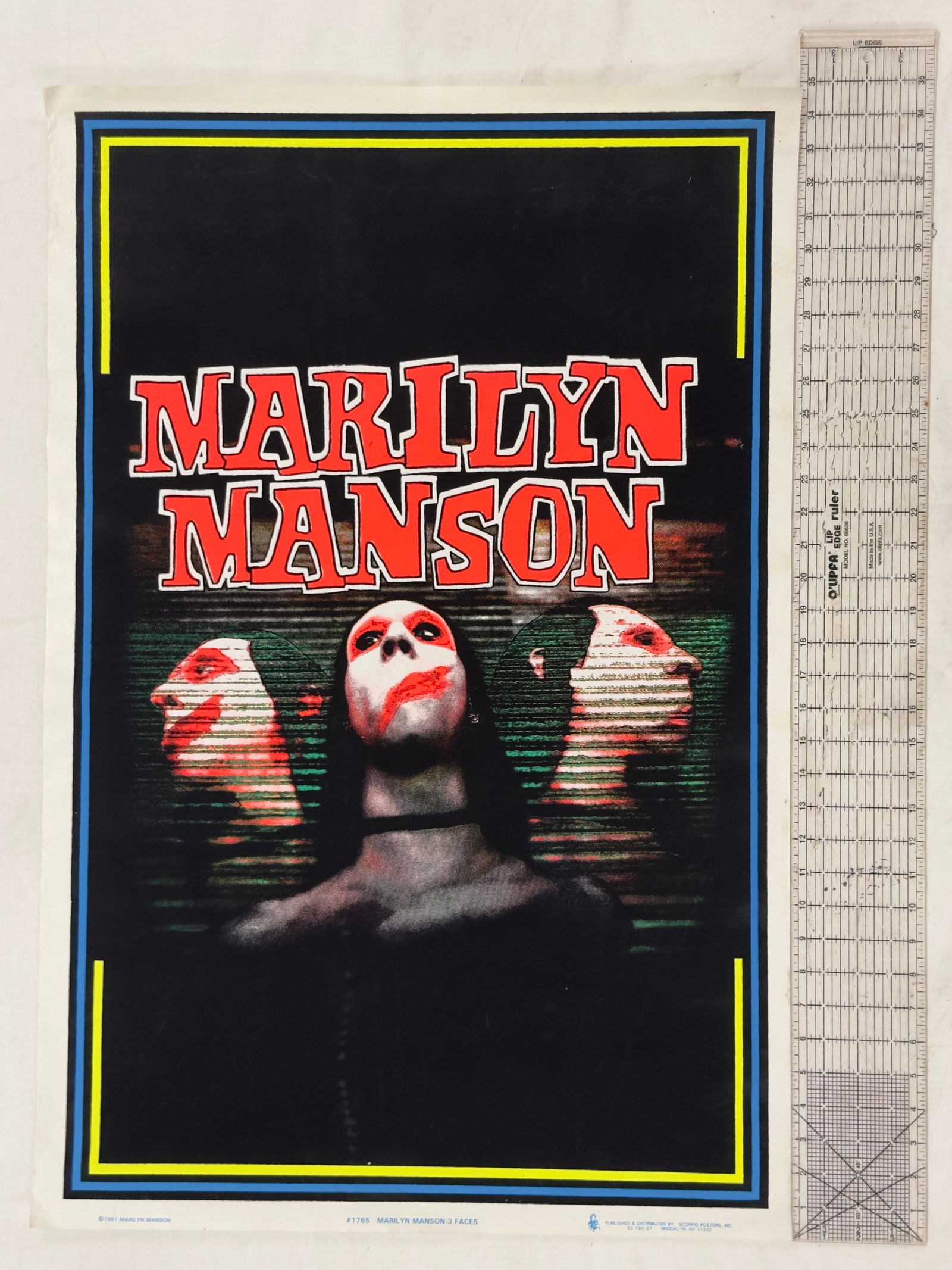 1997 Marilyn Manson '3 Faces' Promotional Blacklight Poster (1 of 1)