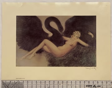 Vintage Art Print 'Leda and the Swan' by Louis Icart