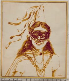 Vintage Carnival Mask Portrait Print