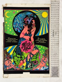 Vintage 1960s Psychedelic Art Poster by Creation of Woman
