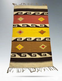 Vintage Handwoven Southwestern Wool Rug