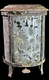 Antique Metal Industrial Rag Bin / Waste Bin with Lid