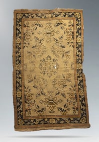 Antique Handwoven Wool Rug with Floral Motifs