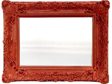 Ornate Baroque-Style Red Mirror Frame