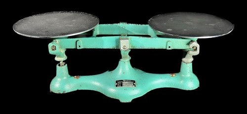 Vintage 1960s Fairbanks Morse Industrial Balance Scale - Teal Green Cast Iron