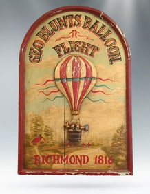 Vintage "Geo Blunts Balloon Flights" Wooden Sign - Richmond 1816 - 3D Handcrafted Decor - Approx. 36