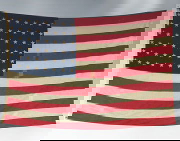 Vintage 48-Star American Flag - Approx. 65" x 45" - Pre-1959 Patriotic Memorabilia