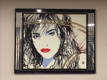 Monumental 1980s Laurel Postmodern Art Mirror in the Style of Patrick Nagel