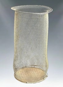 Antique 1920s Nemco Industrial Steel Mesh Waste Basket - NYC Salvage - Art Deco Era