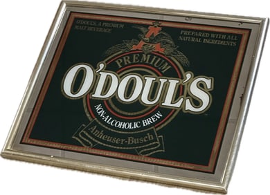 Vintage O'Doul's Non-Alcoholic Brew Mirrored Sign