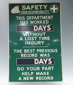 Vintage Industrial Safety Scoreboard Sign