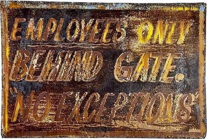 Vintage Industrial 'Employees Only' Metal Sign