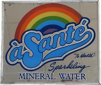 Vintage 'à Santé' Sparkling Mineral Water Advertising Mirrored Sign