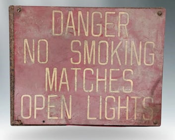 Vintage Industrial Engraved "DANGER NO SMOKING" Sign - Heavy-Duty Plastic on Metal Backing