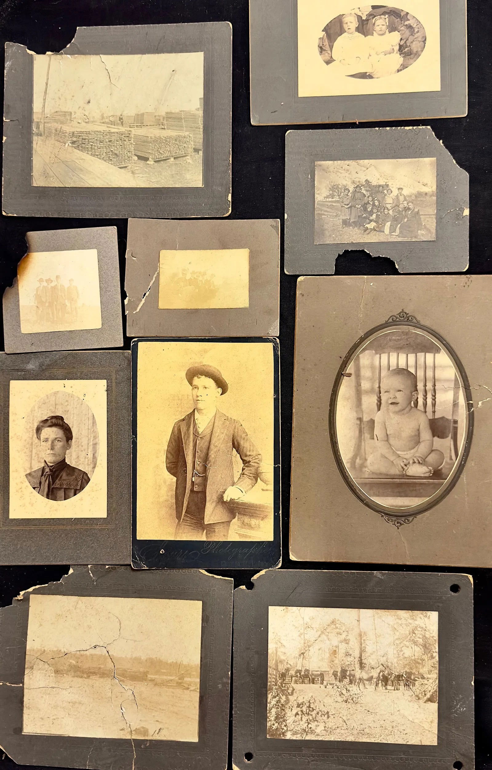 Large Antique Photos Lot of 52 - Cabinet Cards, Car, African American, Galesburg IL: Item Details Description An incredible time capsule of American life spanning from the 1880s to the 1920s. This is a large, found collection of 52 original antique photographs, offering a fascinating