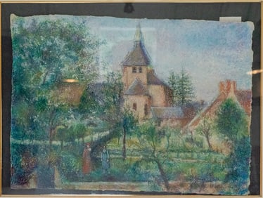 Le Manoir De Lecy by H.Clause Pissarro, Pencil with Pastel
