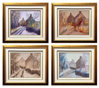 Four Seasons by Lelia Pissarro, Set of 4 Oil on Canvas Paintings