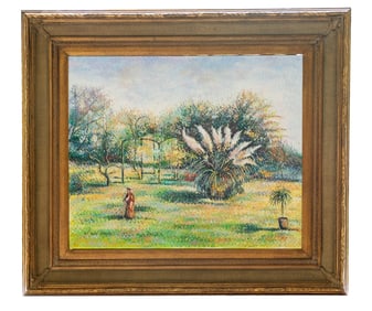 Madame Guillmette Au Jardin De Marras by H. Claude Pissarro, Oil on Canvas