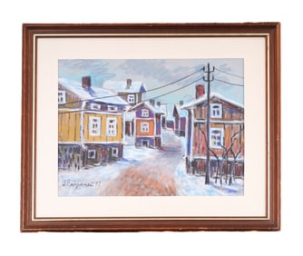 Winter Scene by Urpo Piipponen, Giclee and Watercolor