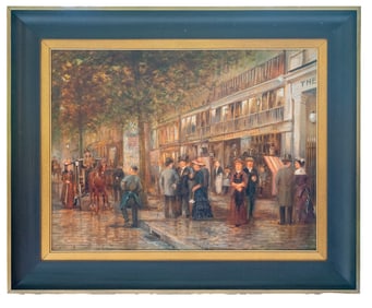 Parisian Street Scene - J. J. Horen, Oil on Canvas