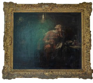 The Scholar by Lamp Light - Attributed to Henry Fuseli (R.A.), Oil on Canvas