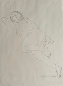 Female Nude - Heinrich Mutter, Carbon Drawing