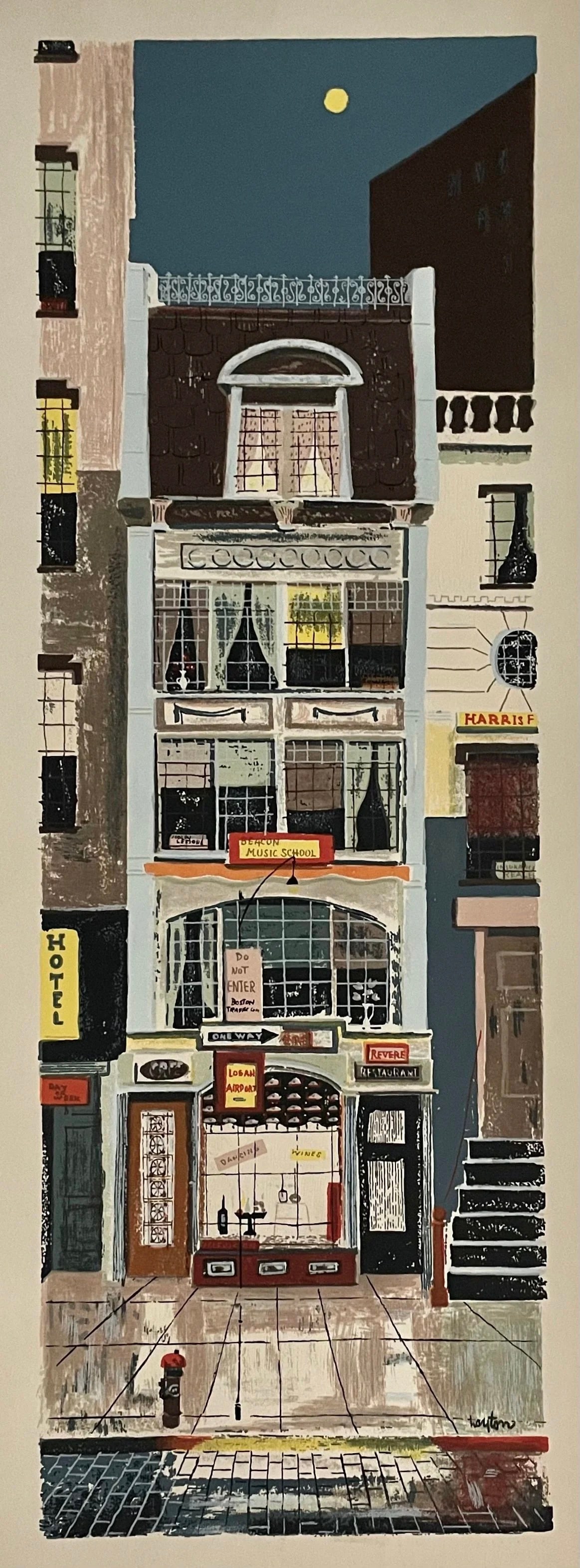 Boston Street Scape - Margaret Layton, Offset Lithography with Hand Painting (1 of 7)