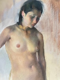Female Nude Drawing - Anonymous Artist, Conte Drawing