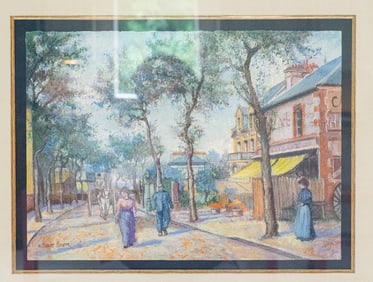 Cafe Hulet - H. Claude Pissarro, Pastel