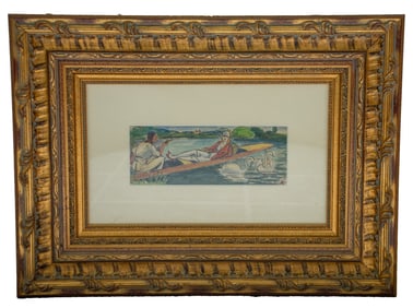 Boating on the River Thames - Ludovic-Rodo Pissarro, Watercolor & Ink