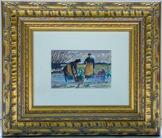 Cabbage. Pickers - Ludovic-Rodo Pissarro, Watercolor & Ink