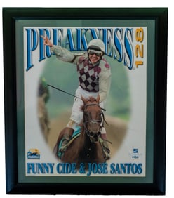 Funny Cide & Jose Santos - Preakness 128 Framed Poster