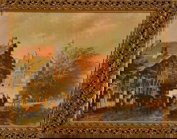 Dutch Canal Scene - Litho Print on Board