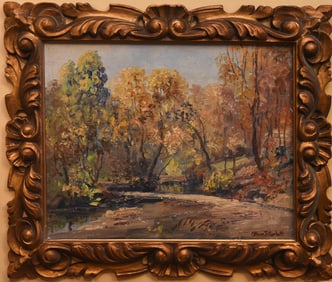 Autumnal Stream - Oliver J. Corbet, Oil on Board